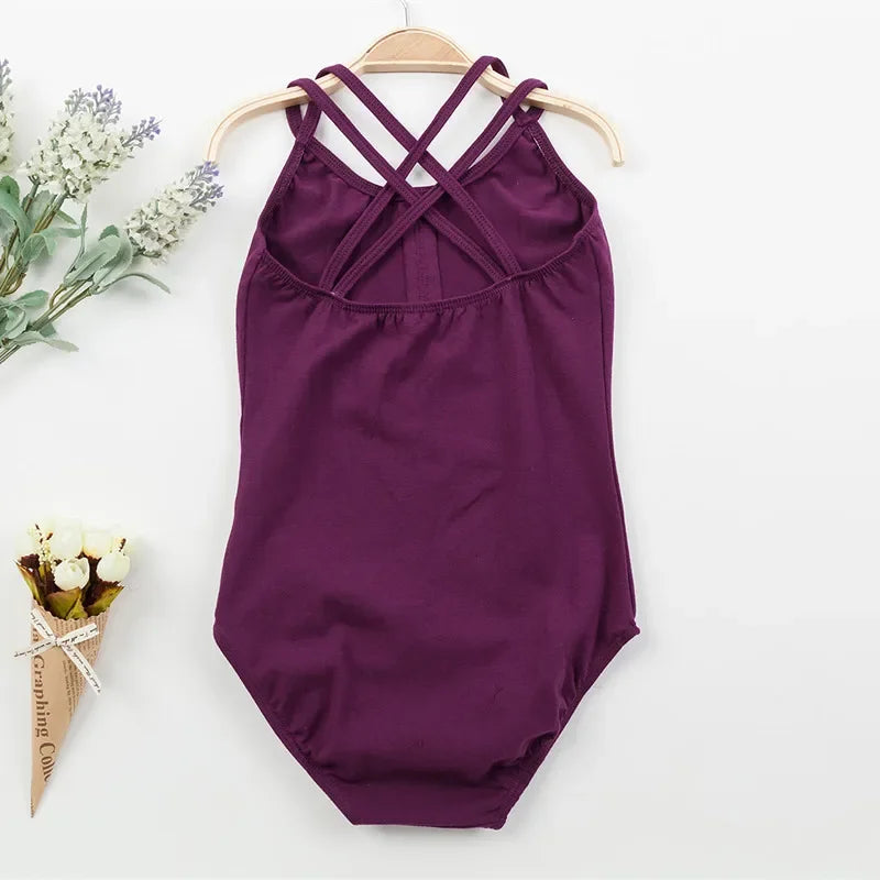 durable double-strap camisole, cross-back, cotton, gymnastics and ballet training – Breathable girls' leotard