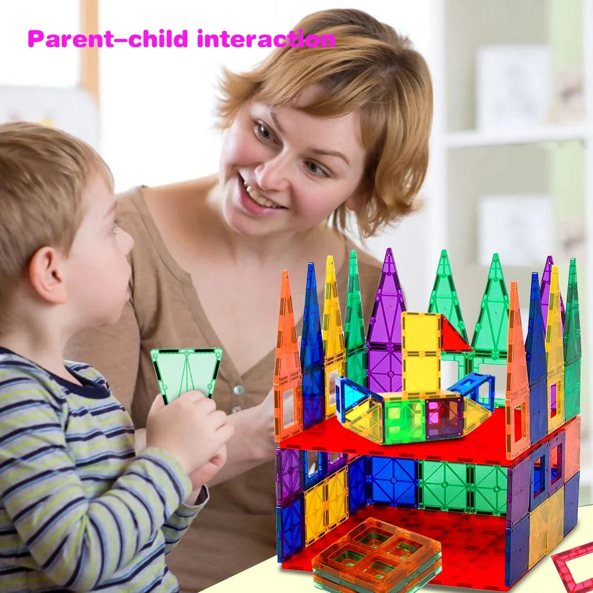 Magnetic Building Tiles Kit for Toddlers - Montessori Educational Toys for Boys and Girls Aged 3 and Up