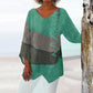 Shirt T Women New Fashion Casual V-Neck Long Sleeve Patchwork Top
