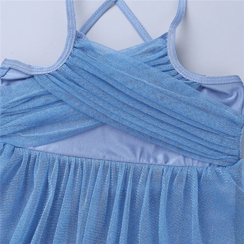 Lyrical, Glitter Mesh, Polyester, For Ballet, Gymnastics – Light Girls’ Dance Dress