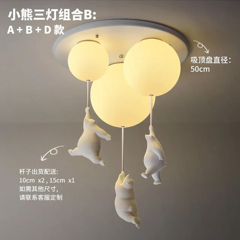 Ceiling LED Light Warm Cartoon Bear Design Kids Bedroom Ceiling Lamp Fall 2025 Cozy Nightlight Decor