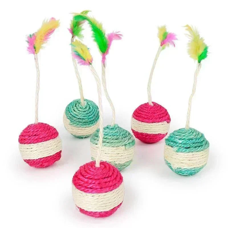 Sisal 1Pc Scratching Ball Cat Toy - Interactive Training Toy for Kittens