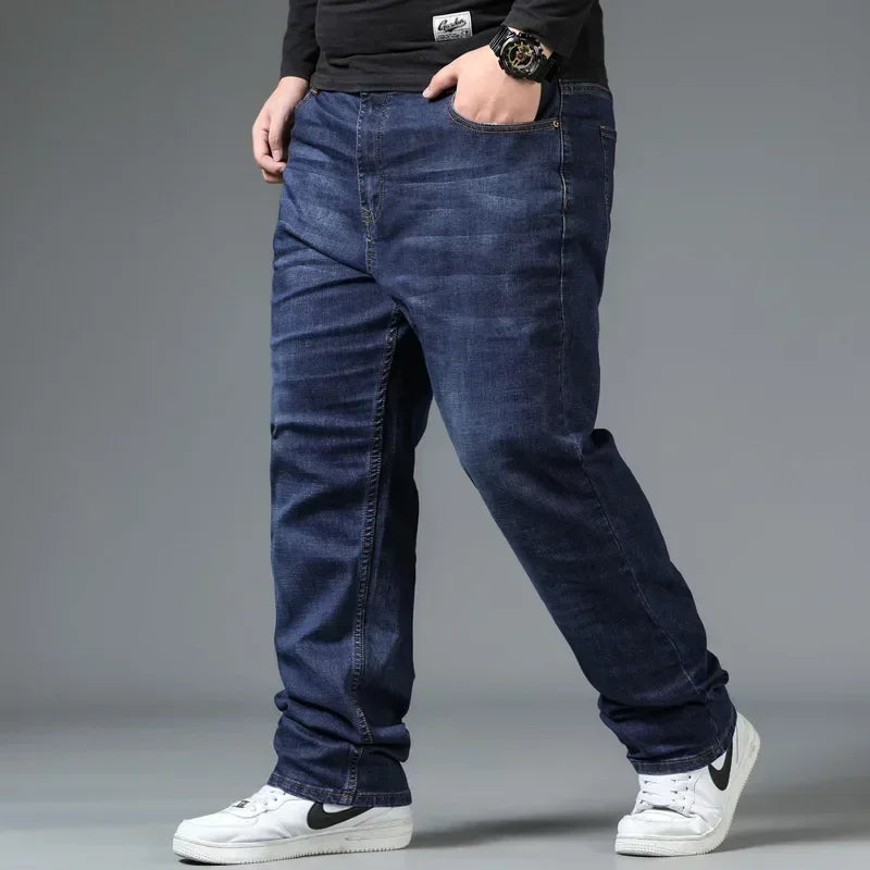 Relaxed Oversized Men's Jeans - High Waist, Stretch Denim