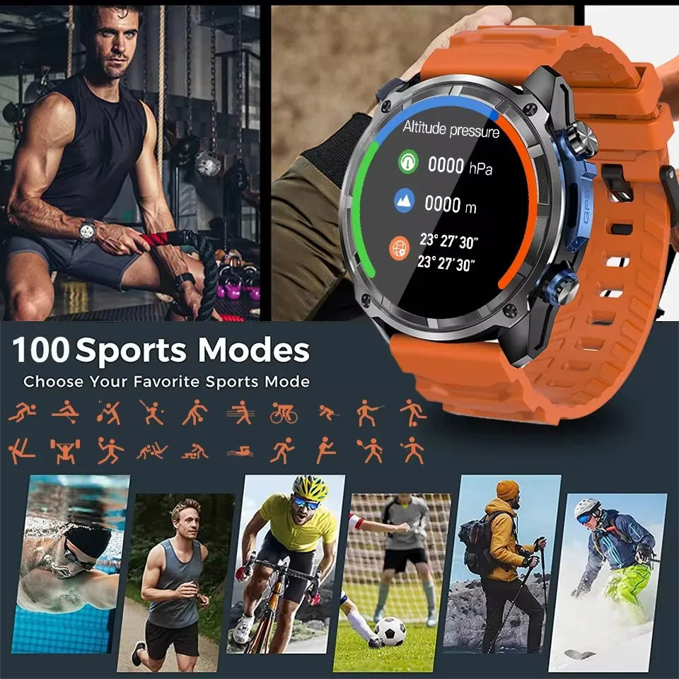 GPS Smartwatch 5ATM Water-Resistant Rugged Military Outdoor Watch Fall 2025 Offline Maps All-Day Battery