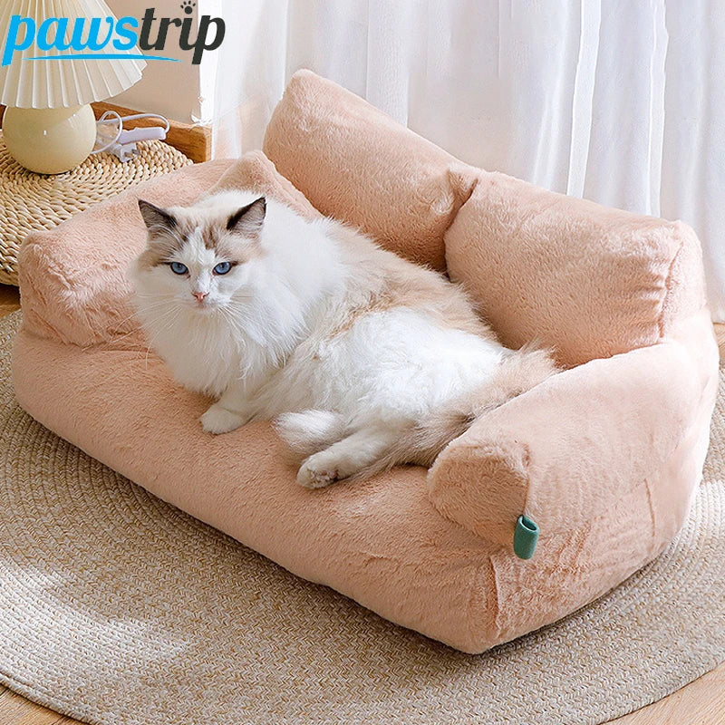 Cat Bed Sofa Style Plush Pet Nest Winter 2025 Cozy Warm Lounger, Safe Snuggle Spot For Compact Pets