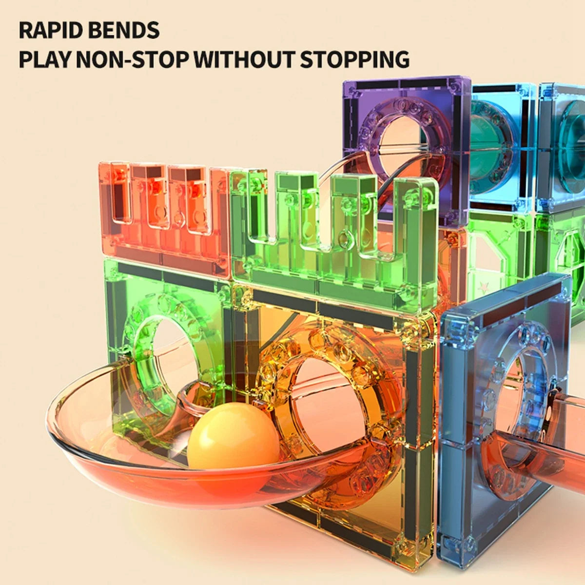 3D Magnetic Building Tiles for Kids - Clear STEM Educational Toys, Creative Marble Run Blocks Kit
