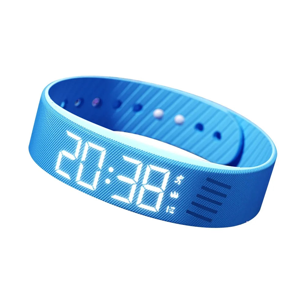 LED Digital Alarm Clock Bracelet Wristband Pedometer Water-Resistant Vibrating Alarm Summer 2026 Gift