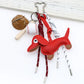 Pu Dachshund Leather Bag Charm Baseball Keychain Gift