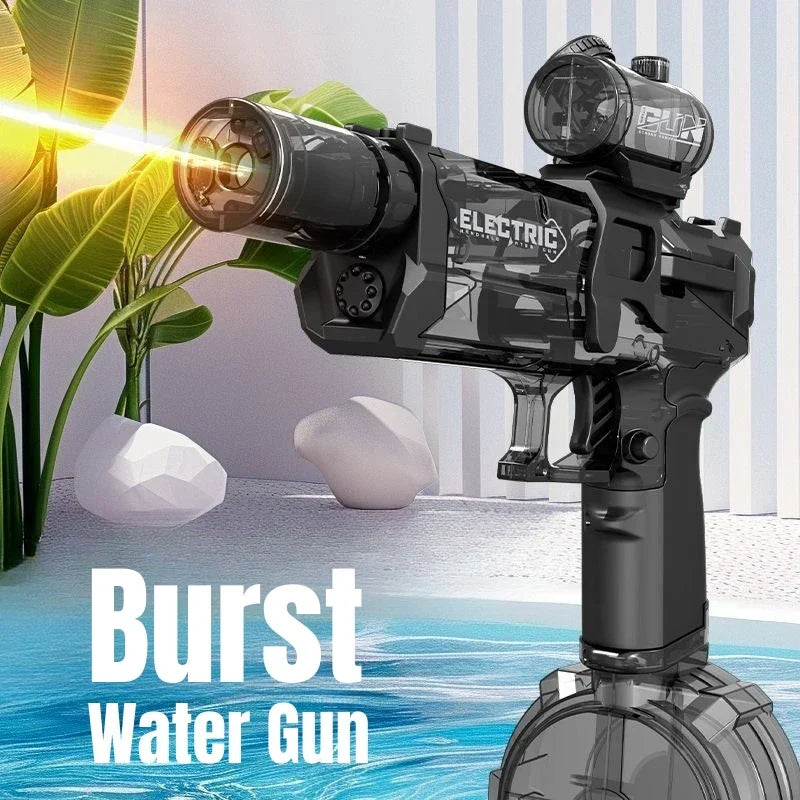 Motor-Driven Water Gun Self-Priming Pulse Blaster Kids Toy Summer 2025 Large Capacity Tank LED Lights