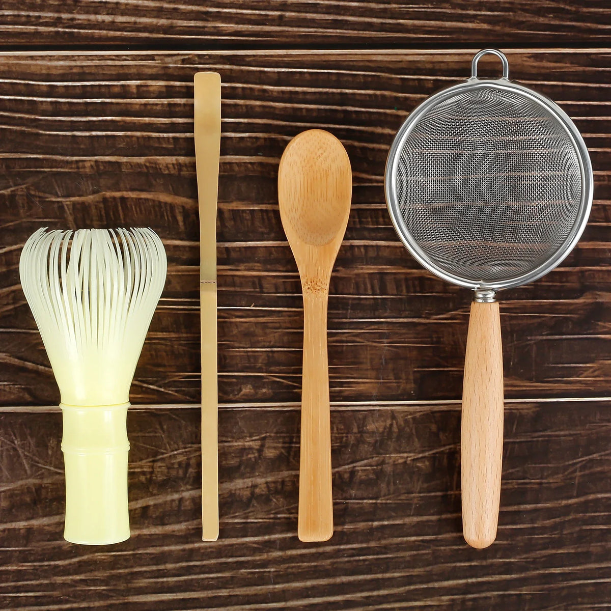 Bamboo Matcha Whisk Kit With Holder Scoop Sifter Starter
