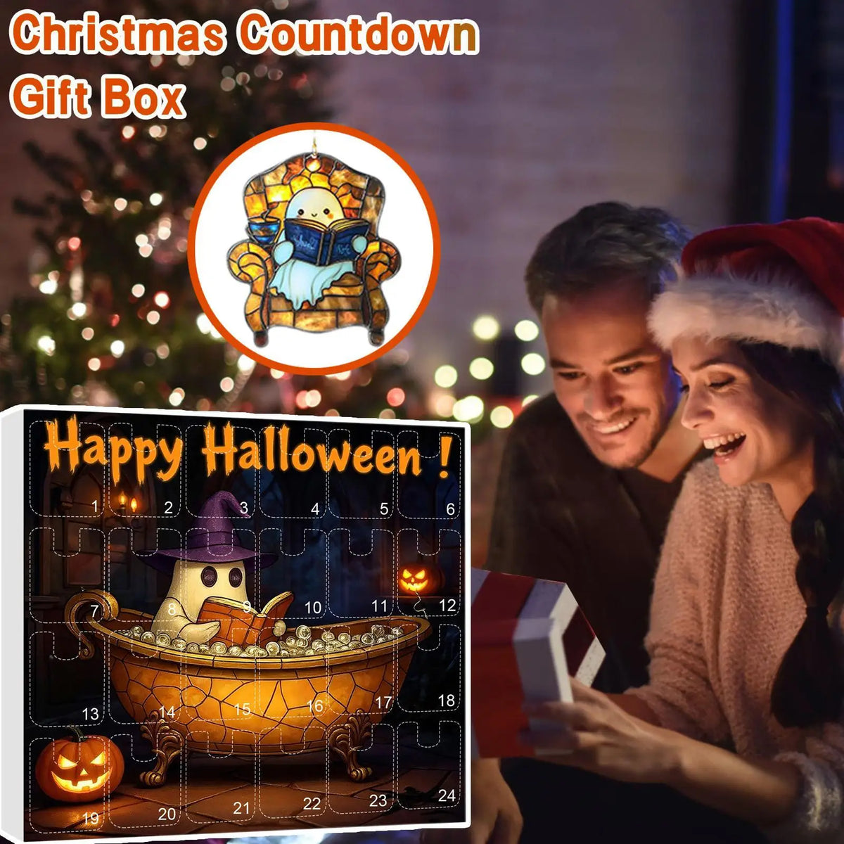 Countdown Halloween Calendar 24 Acrylic Ghosts Decor