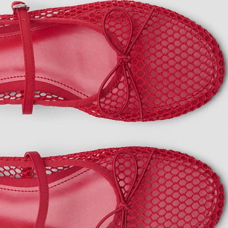 Women’s Breathable Ballet Flats - Mary Jane, Mesh, Summer