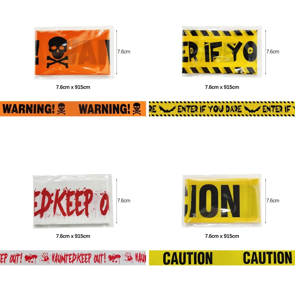 Halloween Warning Tape Spooky Party Decoration Banner Kit Halloween 2025 Decor Simple Hang Window Prop
