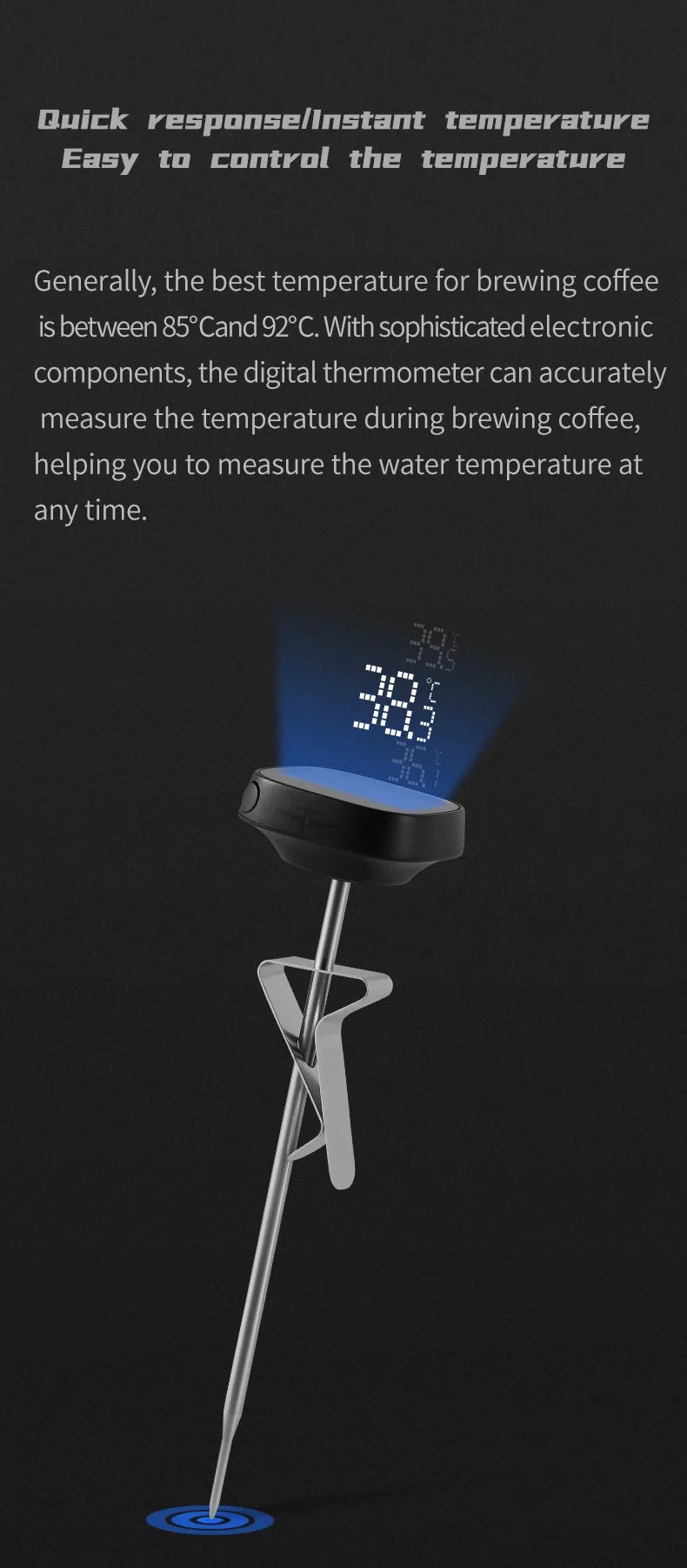 Read Instant Thermometer Metal Probe Kitchen Accurate BBQ