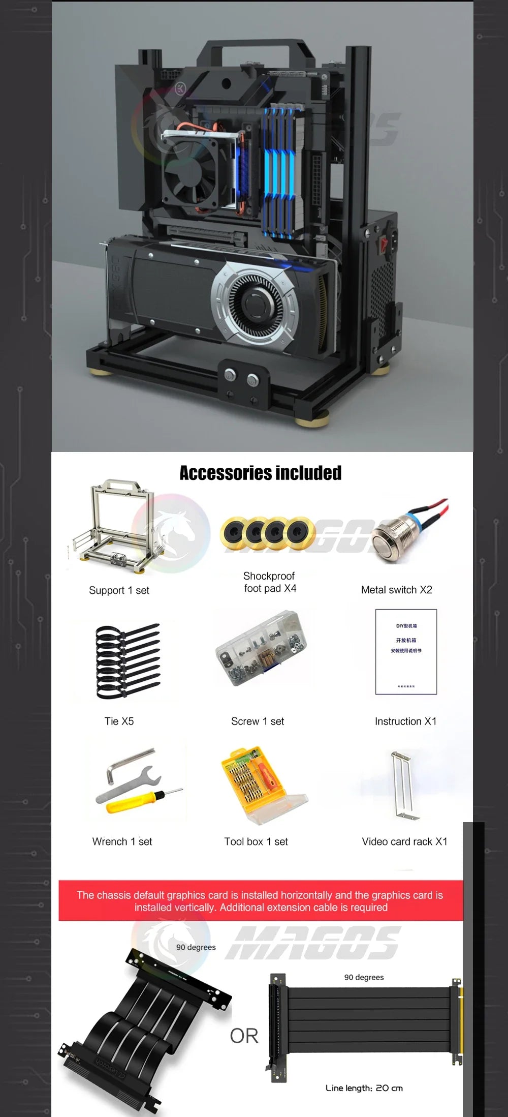 Frame Open PC Case Modular ATX MATX ITX Aluminum Rack