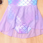 Mermaid-Scale Print, Ruffle Sleeves, Tulle, Polyester Elastane, Beach – Fast-Dry Sturdy Girls' One-Piece Swimsuit