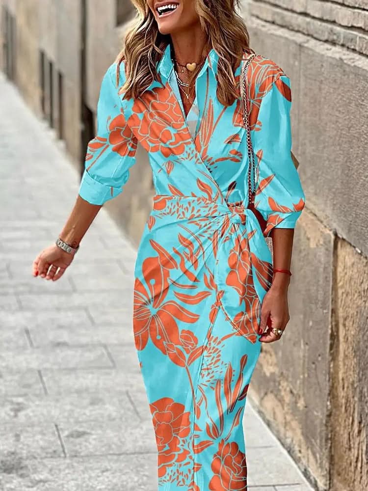 Variant image for Elegant Striped Wrap Dress for Women, Flattering Plus Size Summer Dress, Versatile Style for Any Occasion-7