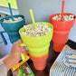 Snack2025 Edition Cup 2 In 1 Snack Bowl Tumbler Splash Proof Leakproof Popcorn Stadium Cup Movie Night Fall