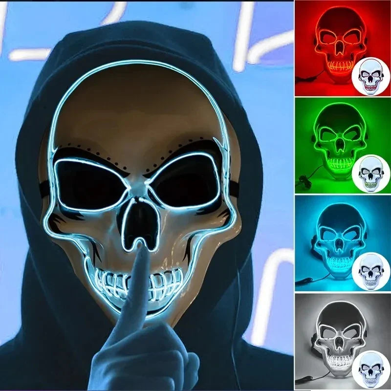 Skull LED Mask Full Face Glowing Terror Mask Halloween Fall 2025 Masquerade Party Costume Mask Breathable