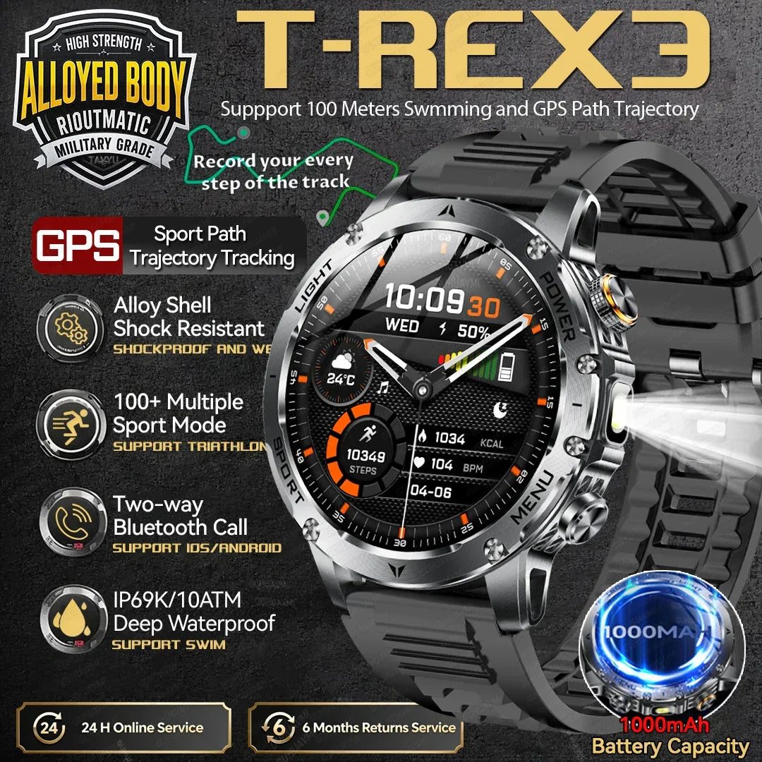 1.7 Inch AMOLED, Fall 2025 Trend, 1000mAh Battery, IP69K Water-Resistant, Bluetooth Calling – Smartwatch Rugged Outdoor GPS