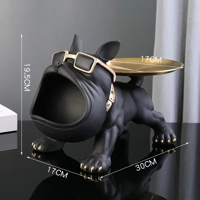 Dog Statue 30cm Bulldog Figurine Storage Box Resin Household Decor Fall 2025 Organizer Gift Idea