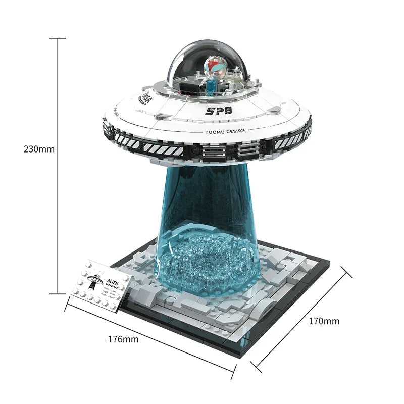LED Light Up UFO Building Blocks Kit 700 Piece Interlocking STEM Toy Summer 2026 Gift Idea