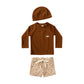 Long-Sleeve Rash Guard Top, Shorts, Polyester, Summer Beachwear – Fast-dry Unisex Baby Swimwear 2-Piece Kit