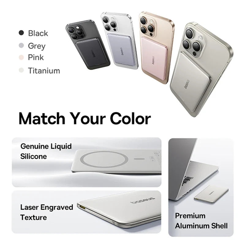 Card-Sized 10000mAh PD 27W & 5000mAh PD 20W Cordless Charging 2026 – Ultra-Slim Magnetic Power Bank