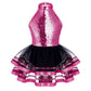 Light girls' leotard - sequined skirted tutu, polyester, for ballet and dance performances