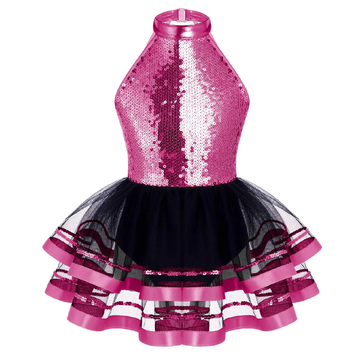 Light girls' leotard - sequined skirted tutu, polyester, for ballet and dance performances