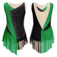girls' Stretchy leotard - rhinestone mesh yoke, sleeveless, polyester, nylon, elastane, for lyrical dance performance
