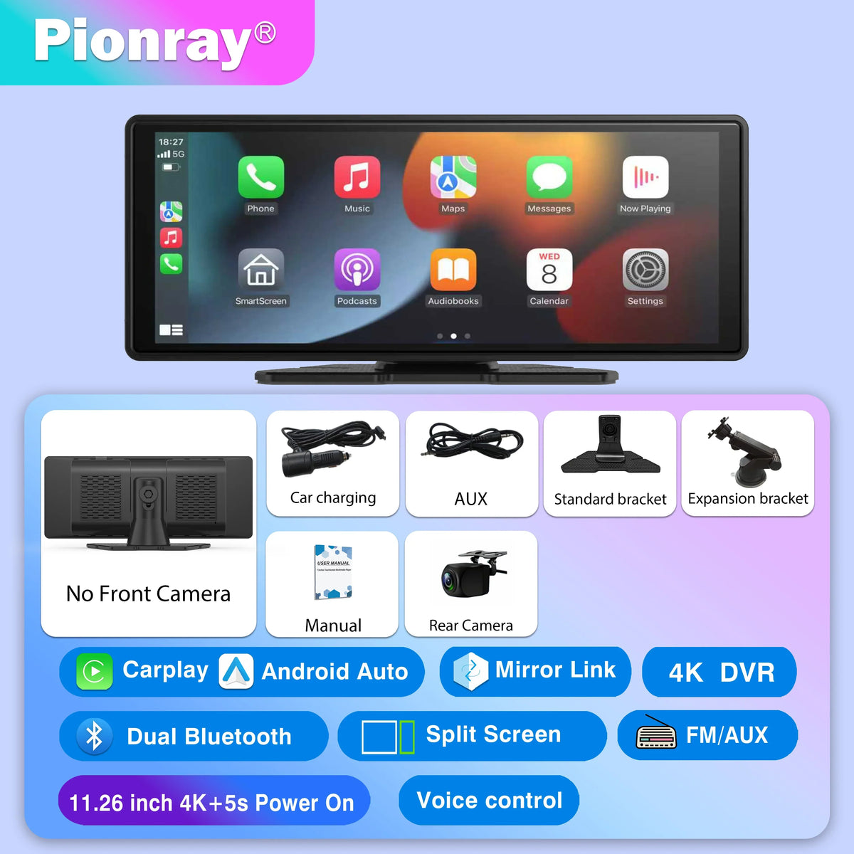 CarPlay2025 Edition Screen Universal Cordless CarPlay And Android Auto Car Stereo Head Unit With Mirror Cast WiFi Fall