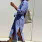 Elegant Women's Striped Shirt Dress, Comfortable Casual Wear for Summer, Versatile Fit in Premium Fabric, Sizes S-XL-4