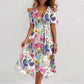 Deep Sexy V-neck Print Women's Summer Dresses - Elegant Swing Party Office Wear