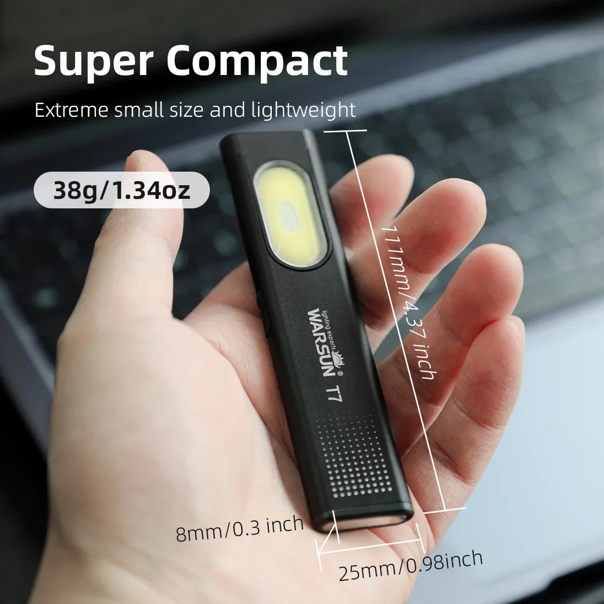LED Keychain Flashlight 600Lm USB-C Battery-Powered Mini Torch Light Travel-Friendly Work Light With Magnet