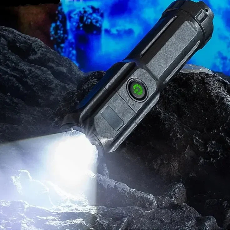 Telescopic Zoom Tactical Flashlight - Battery-Powered LED Torch, 4 Lighting Modes, Water-Resistant for Camping and Fishing