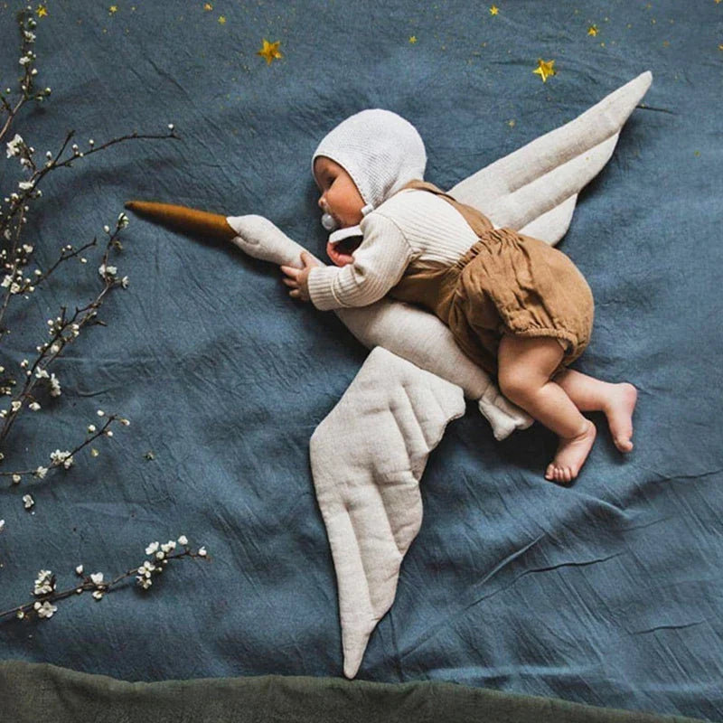 Swan Plush Wall Hanging Mobile Soothing Pillow Nursery Decor Fall 2025 Boho Kids Room Calming Accent