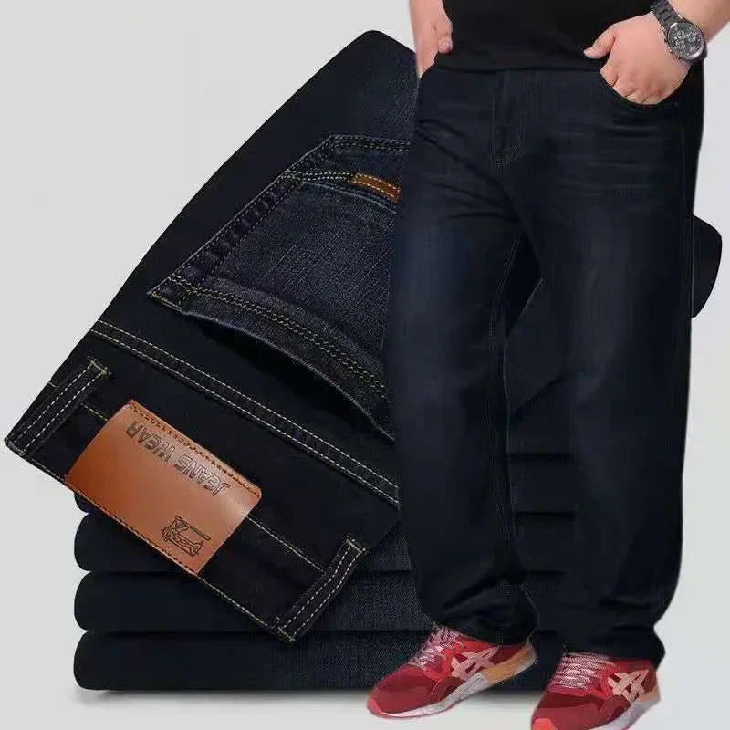 Relaxed Oversized Men's Jeans - High Waist, Stretch Denim