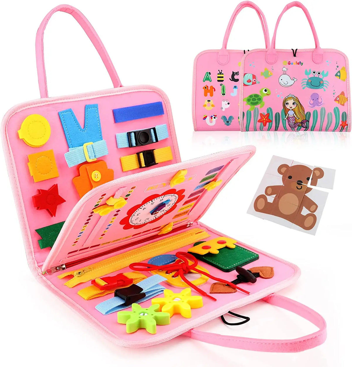 Montessori Toddler Busy Learning Board - Activity Toy for Fine Motor Skills, Great Christmas Gift for Ages 1-4