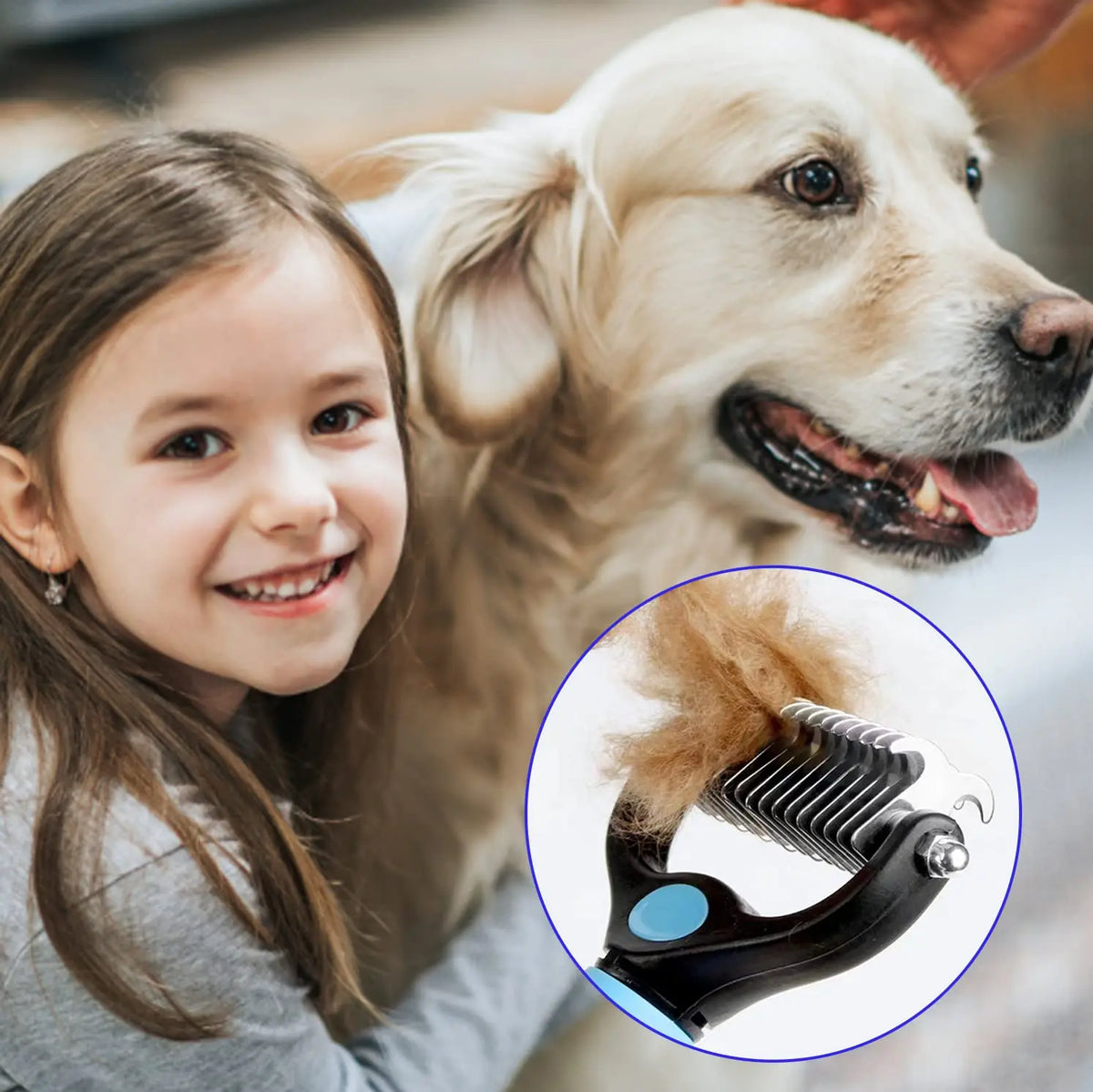 Pet Grooming Maintenance Deshedding Brush for Dogs & Cats - Fur Remover & Knot Cutter Comb