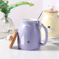Mug Ceramic With Wooden Lid And Spoon Cute Cartoon Cat Design Gift Ready Spring 2026 Kitchen Essential