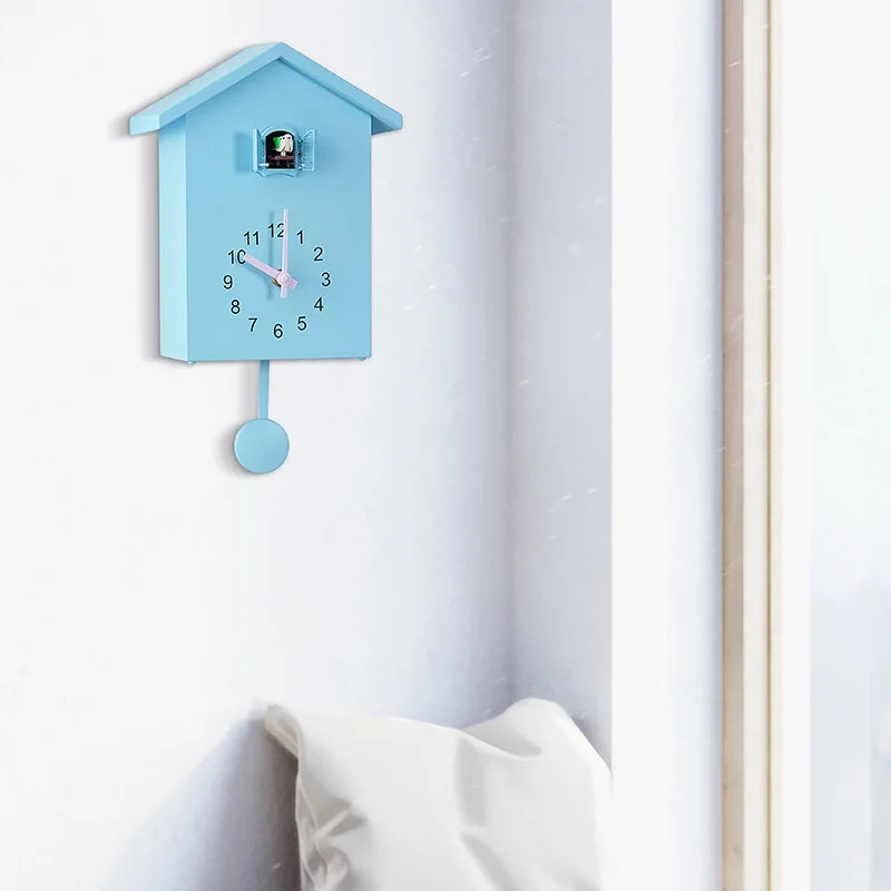 Cuckoo Wall Clock 20x25cm Muted Green Contemporary Hanging Household Clock Fall 2025 Whimsical Quartz Pendulum Gift