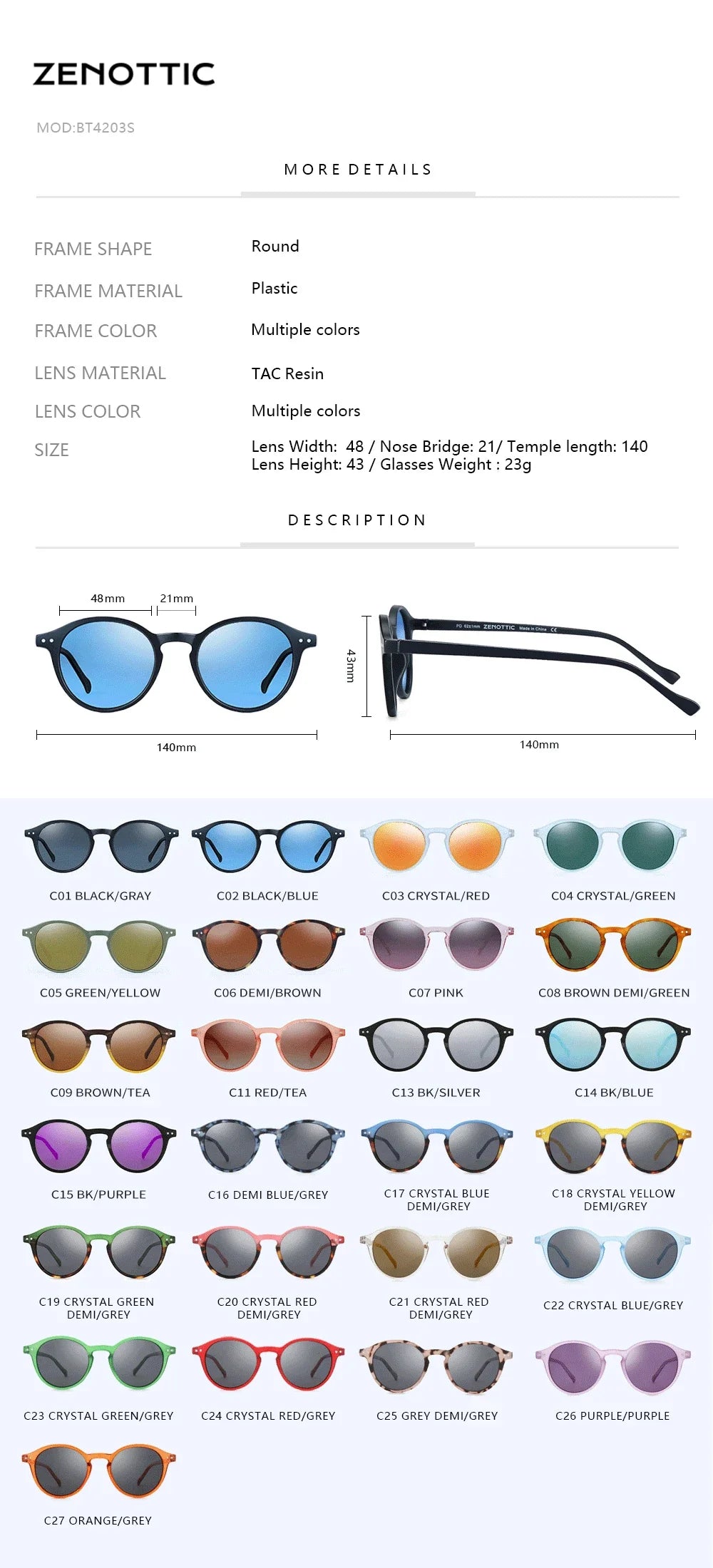Sunglasses Polarized Round Retro Unisex Eyewear Summer 2026 Trend UV400 Protection