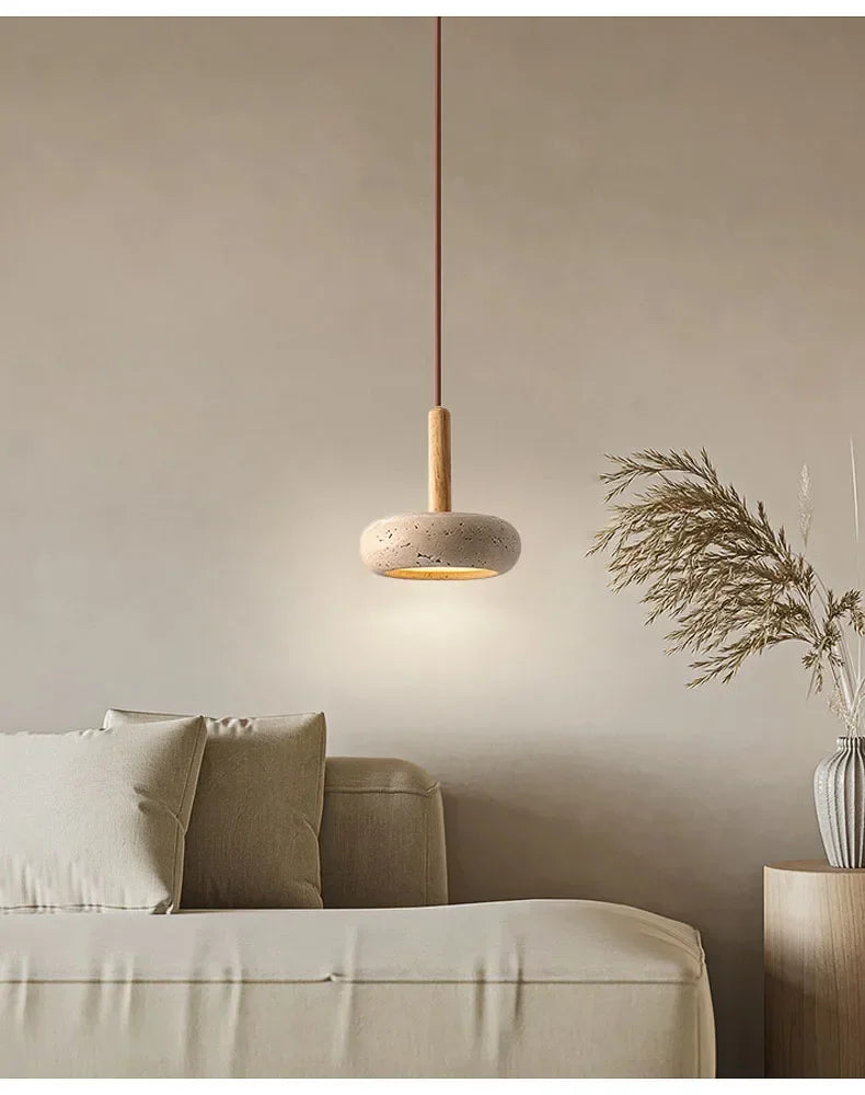 LED Japandi Pendant Lamp Yellow Stone Wabi Sabi Ambient Design