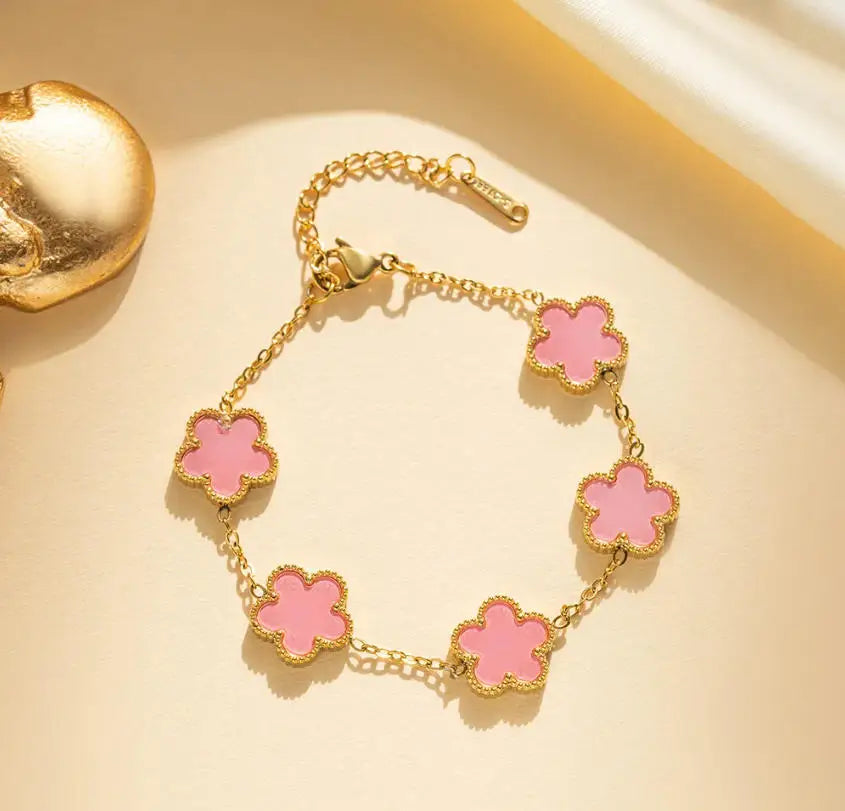 Bracelet2026 Edition Stainless Steel Double Sided Clover Petal Design Gold Plated Five Leaf Charms Gift Idea for Moms Fall