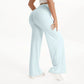 Plush and flattering women's yoga pants - mid-waist straight leg, nylon/elastane blend, for gym and Pilates