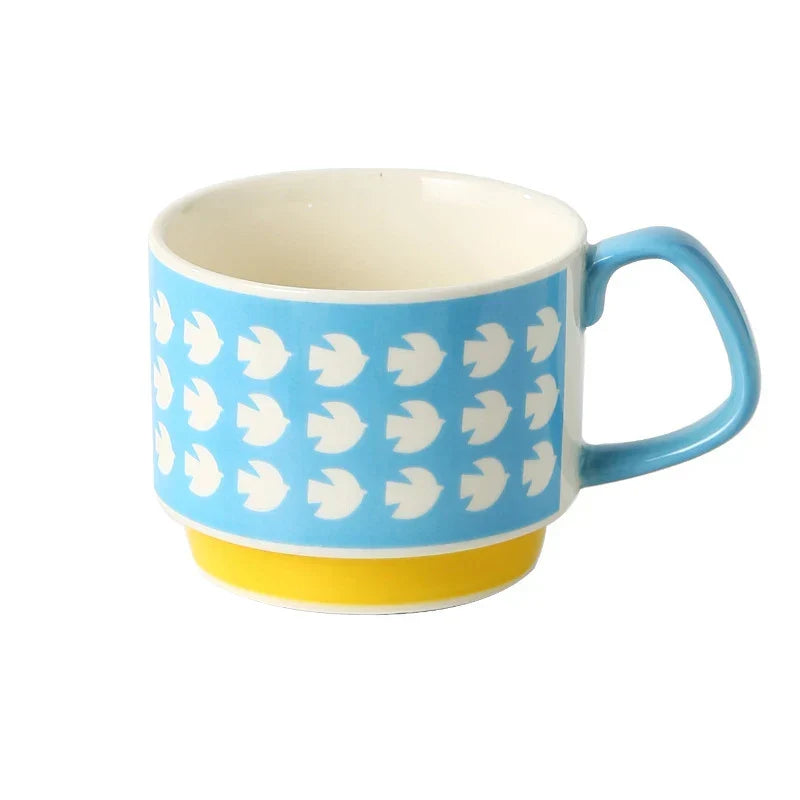 Coffee Mug 300ml Japanese Flower Ceramic Kit Retro Drinkware Office Entertaining Fall 2025 Comfort-Grip Handgrip Gift