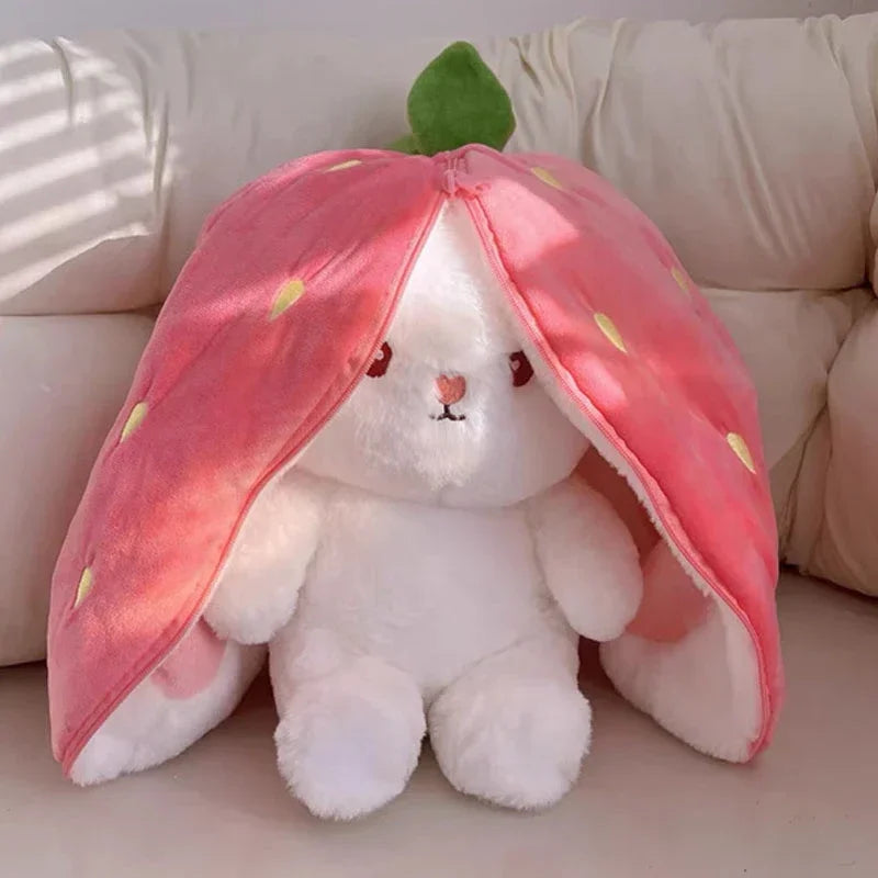 Bunny Plush 25cm Strawberry Carrot Transforming Toy Kids Birthday Gift Fall 2025 Cute Cuddly Surprise