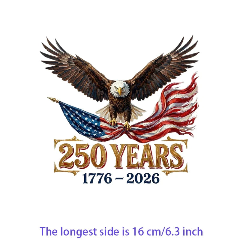 Iron2026 Edition On Patches USA Flag Bald Eagle Heat Transfer Kit Patriotic 4th Of July DIY Clothing Decor