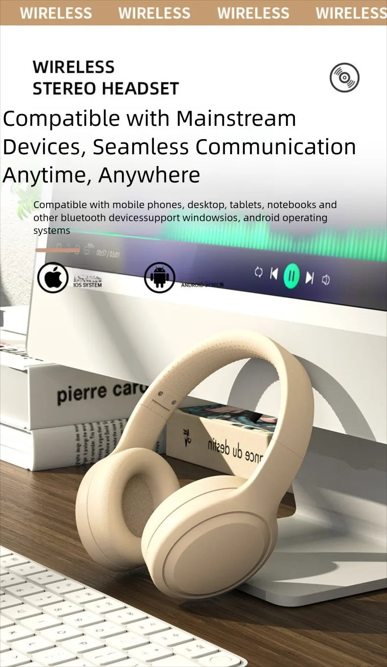 Cordless Bluetooth Headphones Over Ear Noise Cancelling